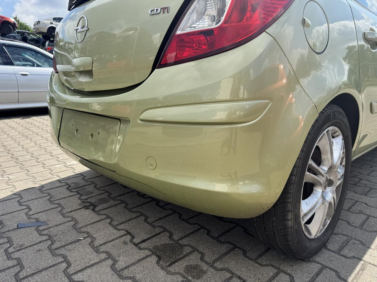 Opel Corsa D original Stossf&auml;nger Sto&szlig;stange hinten Z30E Green Tea Metallic 5-T&uuml;rer mit Fahrradtr&auml;ger Bj.2006